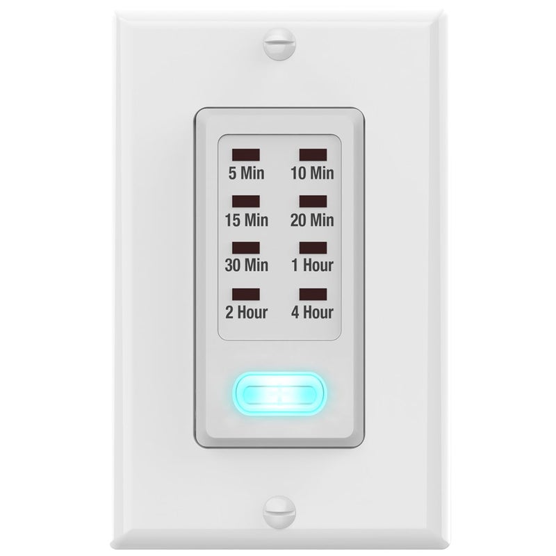 Fosmon Countdown Light Timer Switch for Bathroom, Heaters, 5-10-30-60 Min, 2-4 Hour Programmable in-Wall Timer Switch with 9 Settings 1875W, Neutral Wire Required, ETL Listed - Image 1